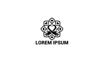 Heart and Hands Logo with Mandala Symbol of Unity and Love vector