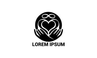 Infinity Heart and Hands Logo Eternal Love and Care Symbol vector