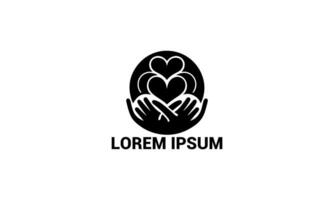 Heart and Hands Logo with Overlapping Hearts Symbolizing Love, Care, and Unity vector