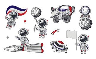 Colorful astronaut illustrations for kids vector