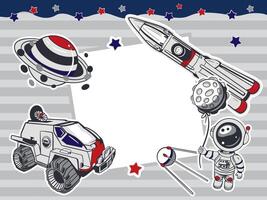 Space illustration with rockets and planets vector
