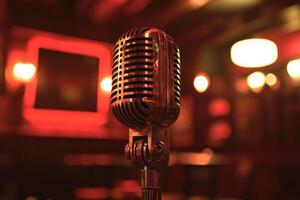 Vintage Microphone in Dramatic Lighting Setting photo