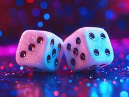 Vibrant Dice Under Neon Lights photo