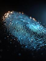 Digital Fingerprint Transforming Into Chat Bubble Representing Tech Security Concept and Communication Innovation photo