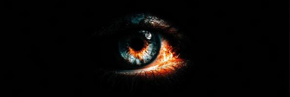 Glowing Eye-Like Shape Emerging From Darkness Representing Feelings of Anxiety and Inner Turmoil During a Quiet Night photo