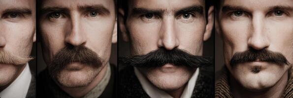 Facial Hair Guide Showcasing Popular Movember Mustache Styles for Men During the Month of November photo