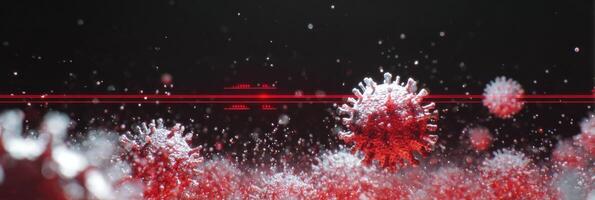 Digital Animation of Virus Multiplication With Red Alert Overlay Highlighting Critical Health Concerns and Urgent Research Needs in Modern Medicine photo