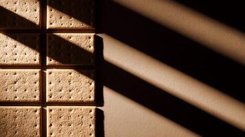 Warm Light Strokes Across Golden Biscuits Creating Dramatic Shadows. photo