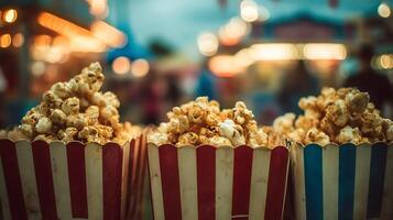 Experience the Magic Sweet Popcorn Under Fairground Lights. photo