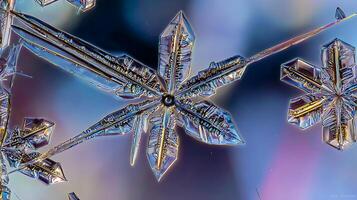 Crystal Ice Formations Close Up With Stunning Reflected Colors. photo