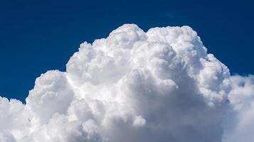 Majestic Puffy Cumulus Clouds Against a Vibrant Blue Sky. photo