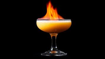 Fiery Golden Elixir A Captivating Cocktail on Fire. photo