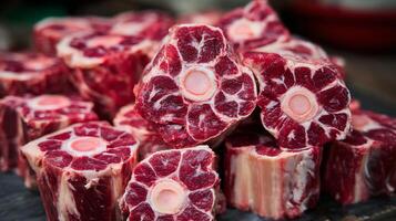 Raw Beef Tails Ready for Delicious Slow Cooking or Braising. photo