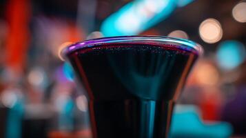 Glowing Drink Bubbles Against a Vibrant Neon Background. photo