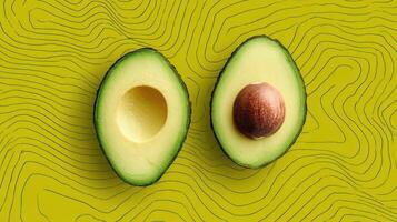 Avocado Halves Displayed on a Clean, Abstract Background With a Minimal Overlay, Perfect for Healthy Food Themes photo