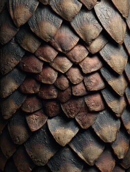Pangolin Scales Display Intricate Textures and Patterns in Macro Detail, Showcasing Unique Natural Armor and Color Variations in Their Habitat photo