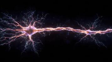 Electric Sparks Illuminate Nerve Synapses Showing Biological Communication and Signaling Mechanisms Within the Nervous System photo
