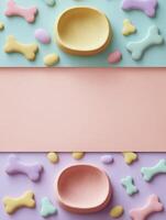 Mockup Design Featuring Pastel Pet Bowls and Bone Shapes With Ample Open Space for Brand Messaging photo