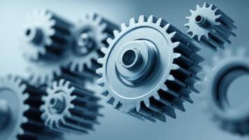 Interlocking Gears and Cogs Create a Complex yet Organized Layout in a Modern Design Environment photo