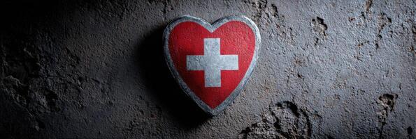 Strong Heart Symbol Integrated With a Shield Icon Representing Mens Health in a Textured Environment photo