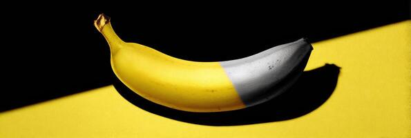 Conceptual Artistic Interpretation of a Low Saturation Banana Casting a Shadow With an Open Upper Margin photo