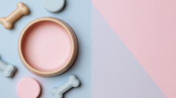 Mockup Banner for Pet Brand Featuring Pastel Bowl and Bone Shapes With Ample Space for Branding and Text photo