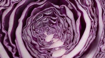 Sliced Red Cabbage Forming a Circular Pattern With Natural Mandala Design and Open Center Showcasing Intricate Details photo