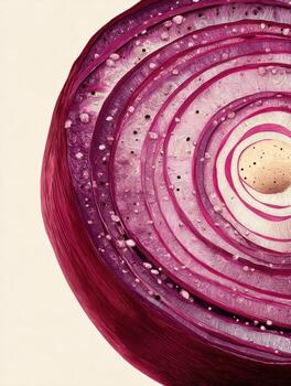 Cross-section of Red Onion Displayed in a Scientific Infographic Style Highlighting Cellular Structure and Layers photo