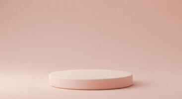 Minimalist round podium pedestal on a soft peach background for product display photo