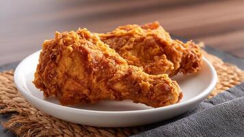 Crispy fried chicken served on a plate close up shot photo