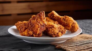 Golden crispy fried chicken on display photo