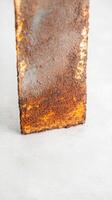 Detailed close-up of a vibrant, weathered rust texture on an aged metal surface. Perfect for industrial backgrounds, grunge designs, and abstract art, highlighting natural decay. photo