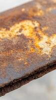 Captivating close-up of a weathered, rusted metal surface, showcasing intricate patterns of oxidation and rich, earthy tones for a grunge, industrial texture background. photo