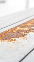Captivating close-up of rusted metal surface, showcasing intricate corrosion patterns and weathered textures. Ideal for industrial, vintage, or grunge design backgrounds. photo