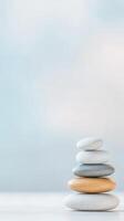 Stacked Zen Stones A Symbol of Balance, Calm, and Serenity. Perfect for Meditation, Mindfulness, and Inner Peace Concepts. photo