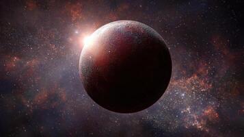 Giant Berry Resembling a Planet Shines in a Cosmic Background With Untouched Space Above photo