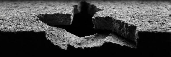 Crack in the Wall Revealing an Ominous Dark Void Behind It, Hinting at Hidden Depths in an Otherwise Solid Surface photo