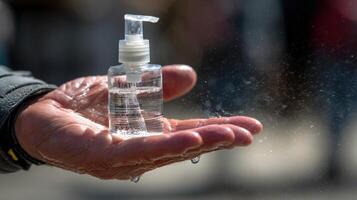 Hand sanitizer in a palm photo