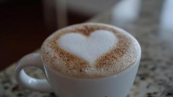 Heart-shaped latte art. photo
