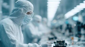 Industrial worker in protective gear photo