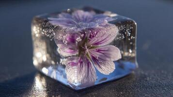 Ice cube with a flower photo