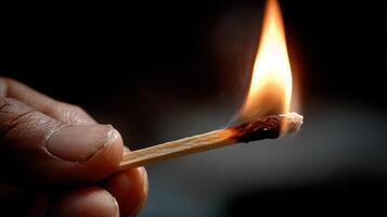 Lit match in hand. photo