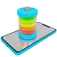 A smartphone with a battery on top of it png