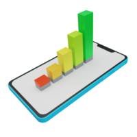 A smartphone with a bar chart on it png