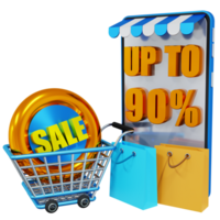 A shopping cart with a sale sign and a shopping cart with a sale sign png