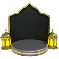A black and gold stage with a golden lamp png