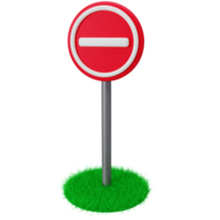 A red no entry sign on a grassy area png