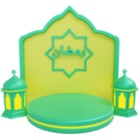 A green and yellow islamic shrine with a lamp png
