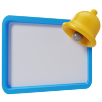 A yellow bell on a blue frame with a blank board png