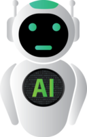 Simple line drawing of a white robot with the word AI on its chest. For future smart robot, artificial intelligence and AI assistant concept design. illustration png